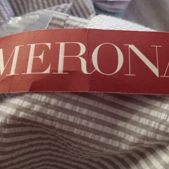 Merona Grey And White Woman Seersucker Long Sleeve Button Up Suit Jacket XXL - Picture 5 of 7